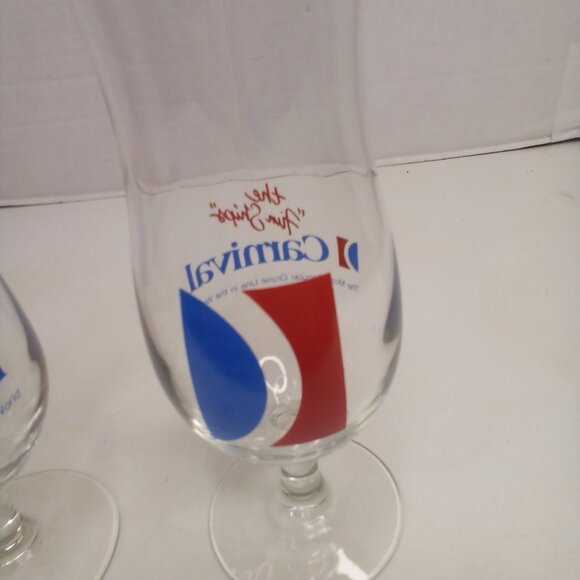 Vintage Carnival Cruise Line Cocktail Wine Glass Lot of 2 The Fun Ships 8" - Picture 6 of 9